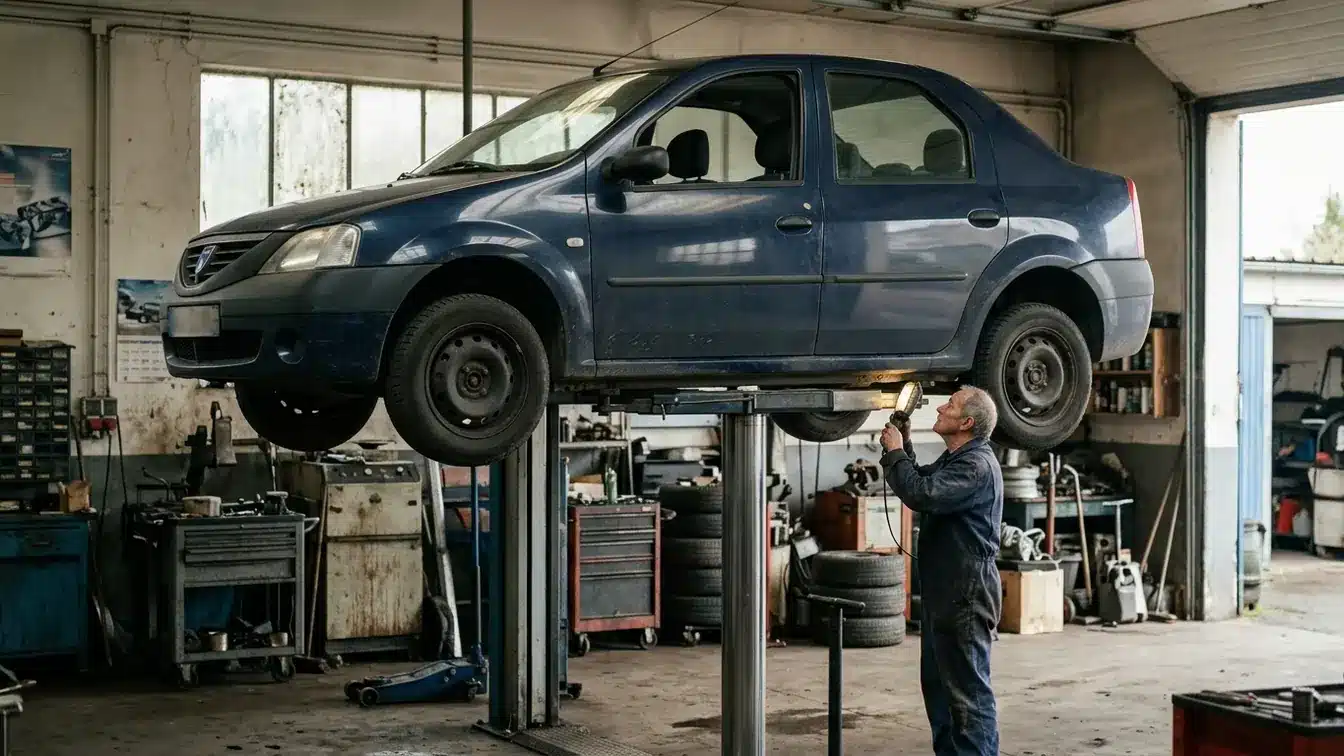 Contrôle de la corrosion sous une Dacia Logan 1.4 essence d’occasion