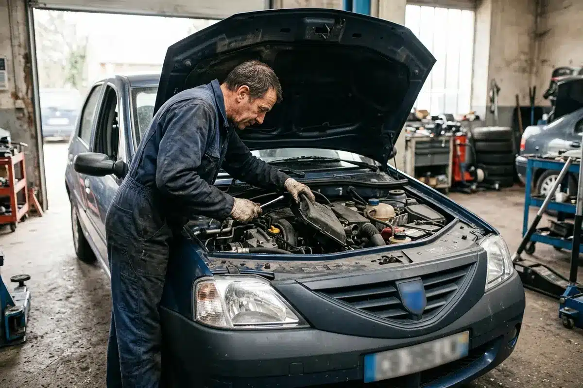 Contrôle de la courroie de distribution sur une Dacia Logan 1.2 16V 75.